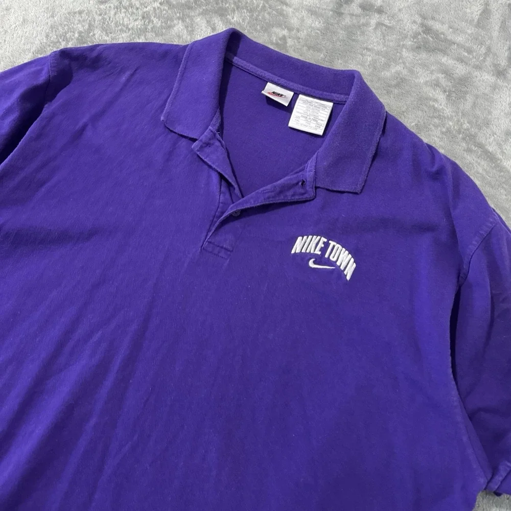 Vintage 90s Nike Niketown White Tag Purple Polo Shirt Mens‎ XXL Cotton Embroider